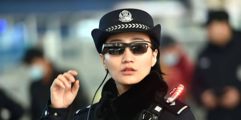 China facial recognition smart glasses police officers surveillance