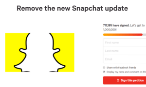 snapchat new version petition