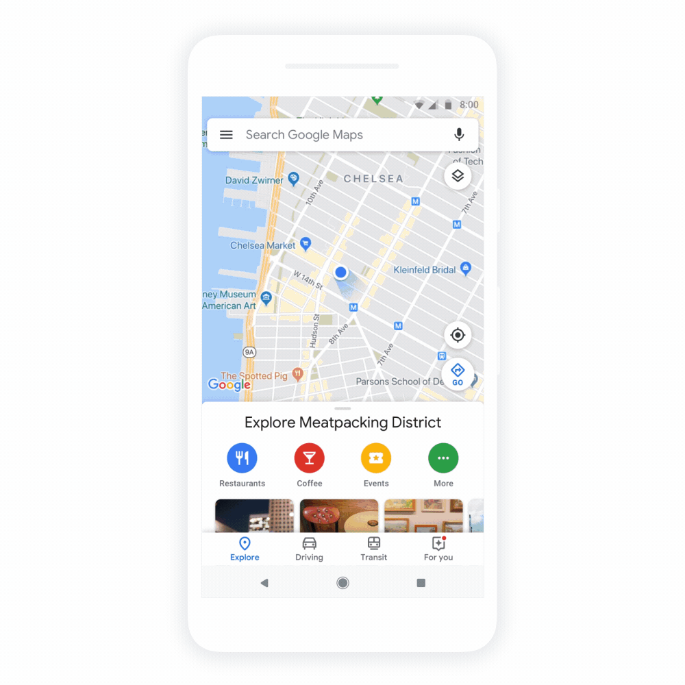 google maps explore tab