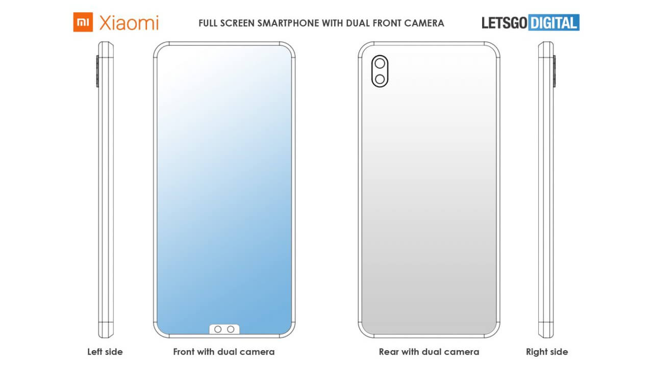 xiaomi patent front camera at bottom
