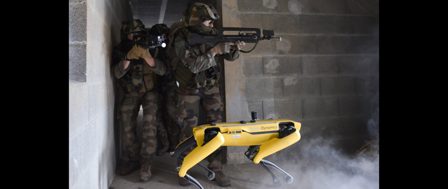 boston dynamics spot robot army french military school exercise